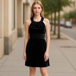 Adrianna Papell black velvet dress